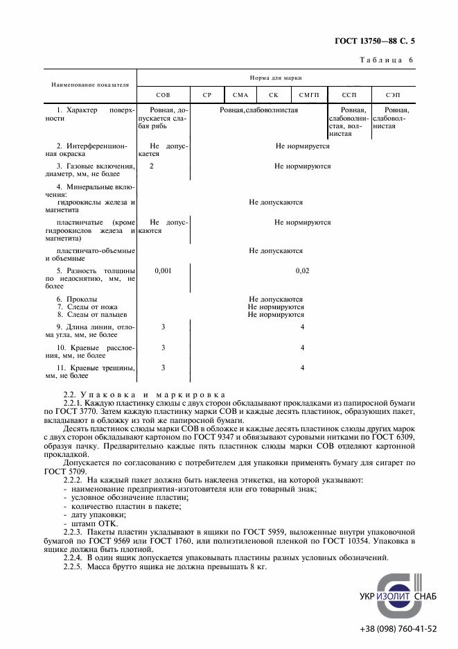 ГОСТ 13750-88 Пластины слюдяные для приборостроения-6